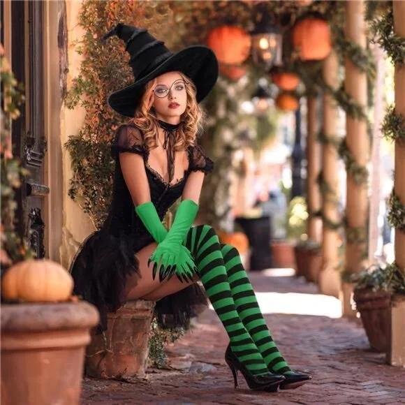 Wicked Witch Hat Glasses Gloves Socks Halloween Costume - Picture 6 of 8